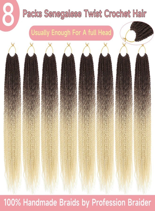 Befunny Ombre Blonde Senegalese Twist Crochet Hair-8 Packs 18 Inch Senegalese Twist Crochet Braids For Black Women,Pre Looped Braids Hair Extension(18in,T4/613#) - Image 3